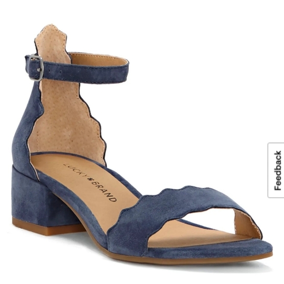 Lucky Brand Suede Ankle Strap Scalloped Sandals - Picture 9 of 10